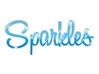 Sparkles Rhinestones logo, blue text on white